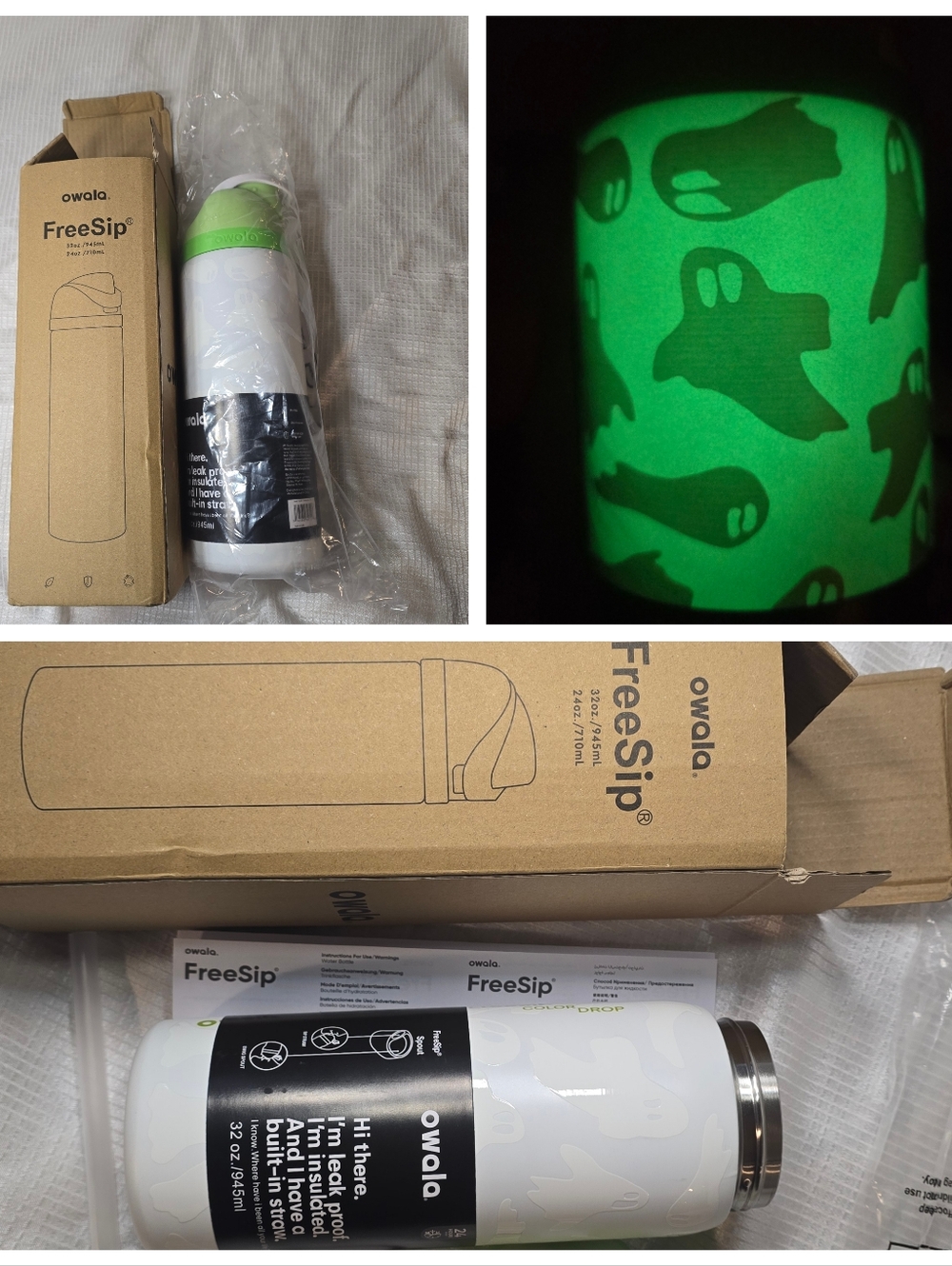 Owala Boo yah Limited edition Discontinued Halloween Glow In The Dark Bottle NIB